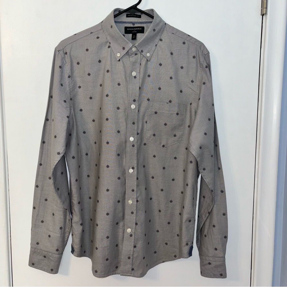 Banana Republic Shirt Men's  UNTUCKED STANDARD FIT Long Sleeve Oxford
